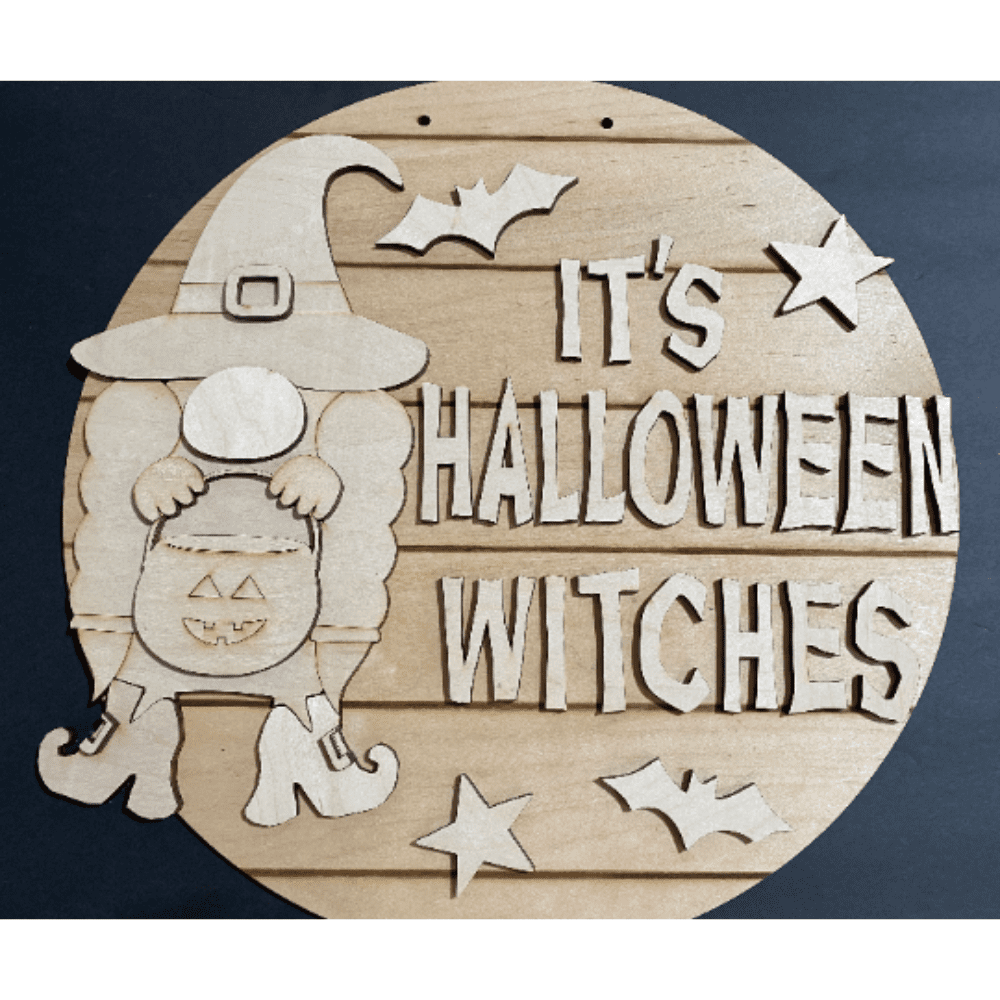 Witch Gnome It’s Halloween Witches Door Hanger SVG laser file Digital ...