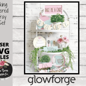 Baking Mixer Cutting Board Pie Cake Tiered Tray SVG File Glowforge Laser Wood Mini Sign Round Digital Cut Cutting